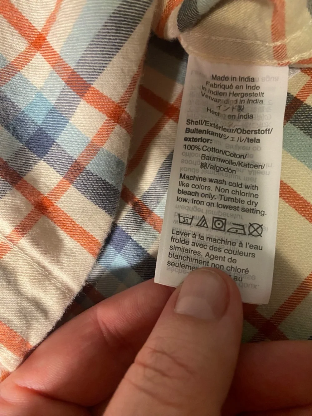 J.Crew Mens L  Plaid Button Down‎ Shirt Cotton Blue Orange Casual Preppy Classic